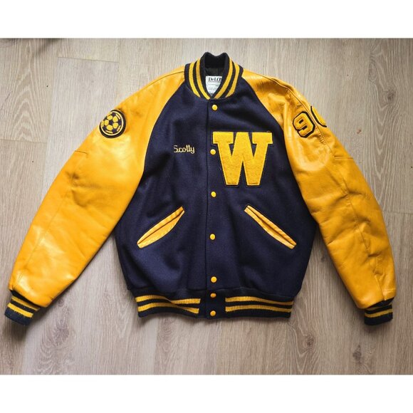 Delong Varsity Letterman Vintage 80s 90s High School Scotty Wool Mens Jacket 42L - Picture 1 of 16